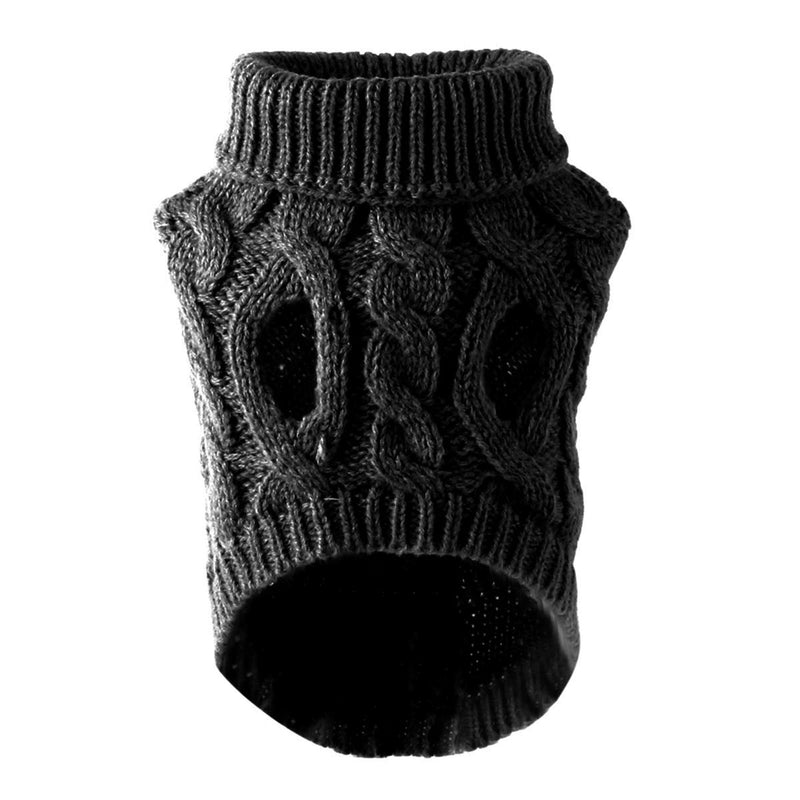 Ponacat Dog Sweaters, Pet Puppy Cold Weather Coats Fashion Clothes Turtleneck Knitting Knitwear Outwear,Black L Black - PawsPlanet Australia