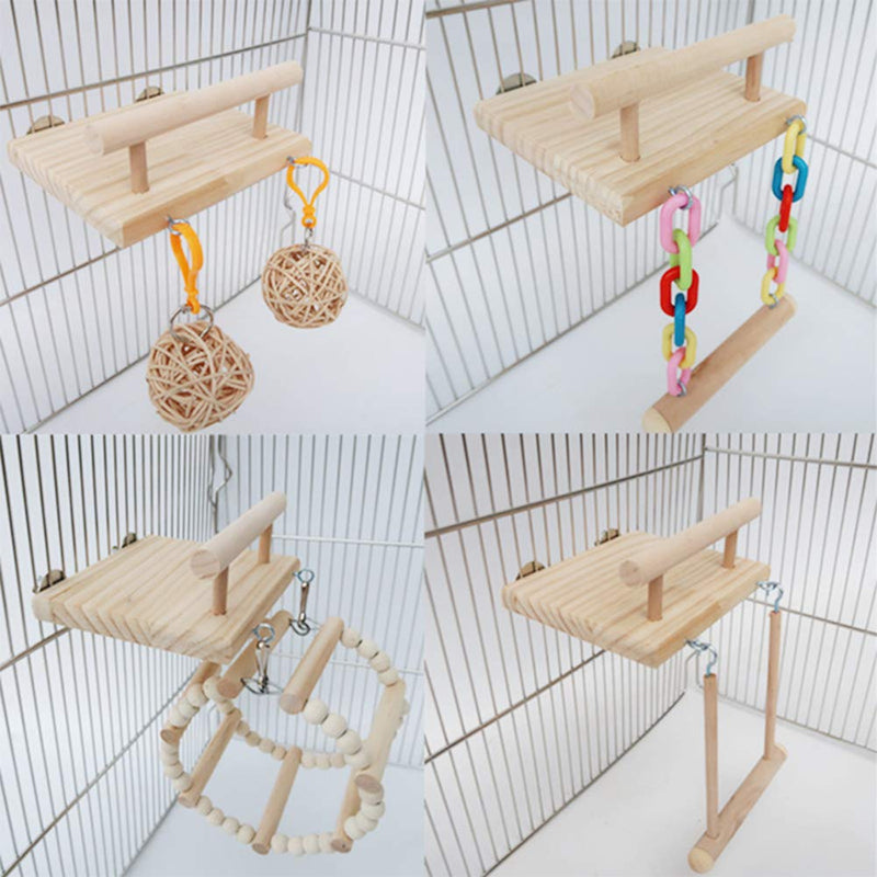 [Australia] - Bird Perches Cage Toys，Small Animals Nest Wooden Hanging Toy，Parrot Play Gym Stands with Acrylic Wood Swing,Rattan Ball,Ferris Wheel，Pet Training Playstand for Cockatiels/Conures/Hamster/Rat/Squirrel Ferris Wheel 