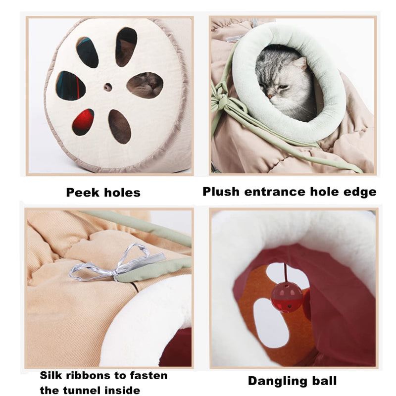 SHENGOCASE 2 in 1 Washable 36.2“ Long Unique Modern Lotus Root Cat Tunnel Tube Bed for Indoor Cat, Cat Bed, Cat House, Cat Sleeping Bag, Cat Hammock, Cat Cave - PawsPlanet Australia