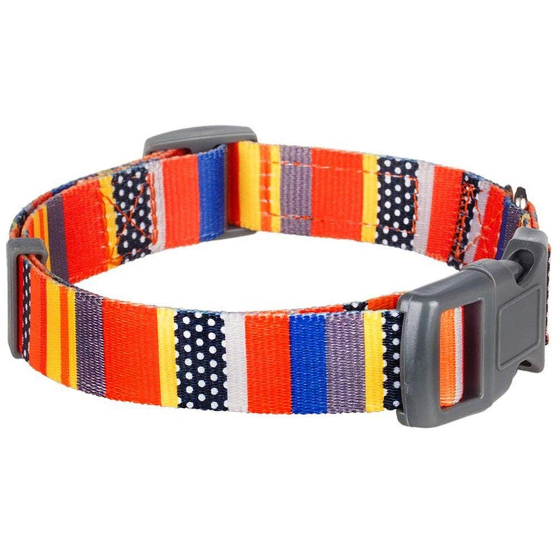 [Australia] - Blueberry Pet Perfect Rainbow or Multi-Colored Stripe Dog Collar Collar - (12"-16") Neck * 5/8" Wide Nautical Flags 