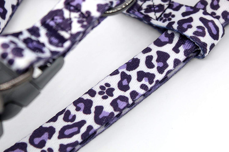 Teeoff Dog Harness Durable dog Leash Adjustable Dog Collar Dog Leash Harness for Small Medium Dogs Purple Leopard XS - PawsPlanet Australia