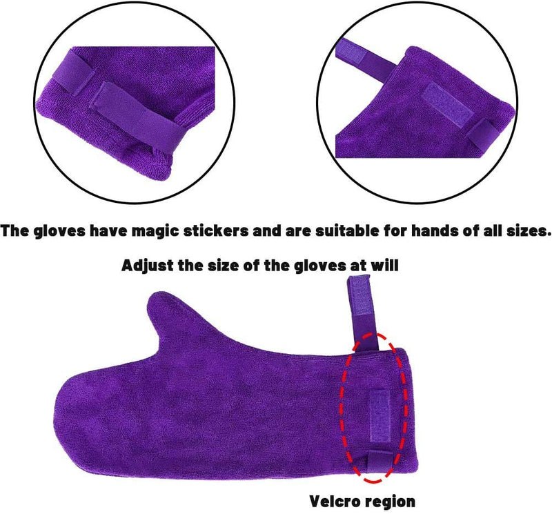 2 Pack Dog Drying Mitts, Dog Towel Glove, Ultra Absorbent Microfiber Pet, Pet Dog Towel Glove Super Absorbent Microfiber Dog Foot Paw Cleaning Towel Washable Reusable2.0-Purple - PawsPlanet Australia