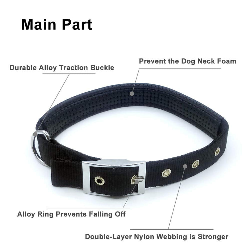 Dog Chain Leash, Heavy Duty Anti Chew Metal Basic Pet Leads with Padded Nylon Handle for Large Size Dog 1.2m Length, with Free Dog Collar (Size L, Leash + collar) L(Leash + collar) - PawsPlanet Australia