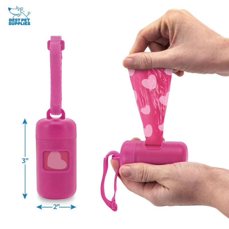 Best Pet Supplies Dog Poop Bags for Waste Refuse Cleanup, Doggy Roll Replacements for Outdoor Puppy Walking and Travel, Leak Proof and Tear Resistant, Thick Plastic (30 Bags) 1Fuchsia - PawsPlanet Australia