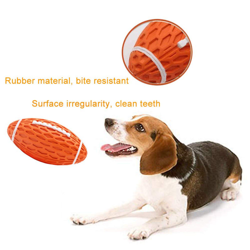 GENNYUE Chew and Squeaky Rugby Ball Non-Toxic Natural Rubber Pet Dogs Toy, Fun Interactive Pet Dogs Toy, IQ Treat Ball Toy, Teeth Cleaning, Bite Resistant for Dogs - PawsPlanet Australia