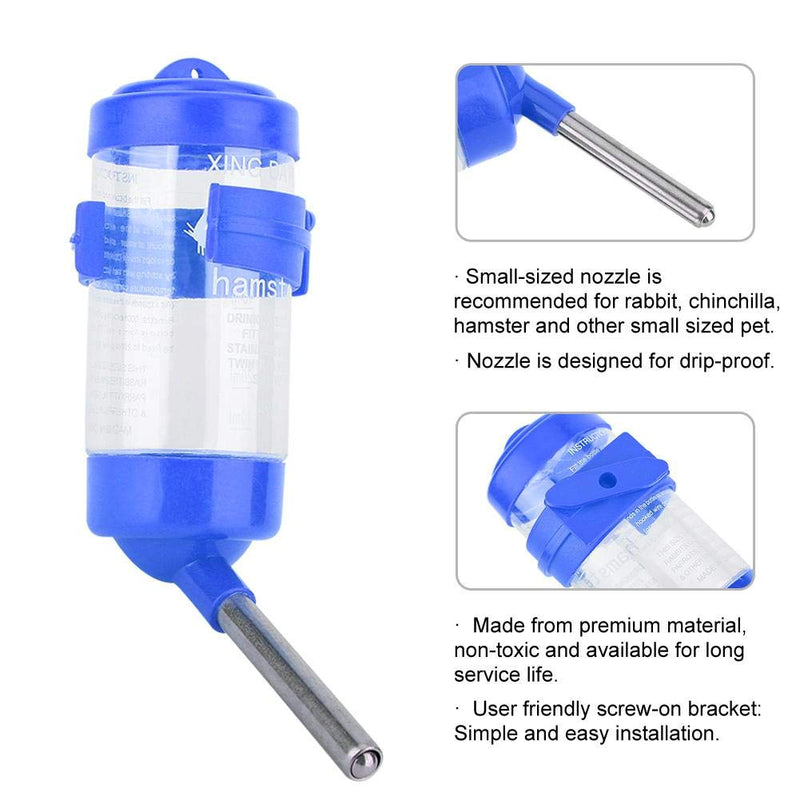 No Drip Hamster Water Bottle, Chinchilla Water Feeder, Portable Screw-On Bracket Traveling Park for Small Pet Rabbit(blue) blue - PawsPlanet Australia