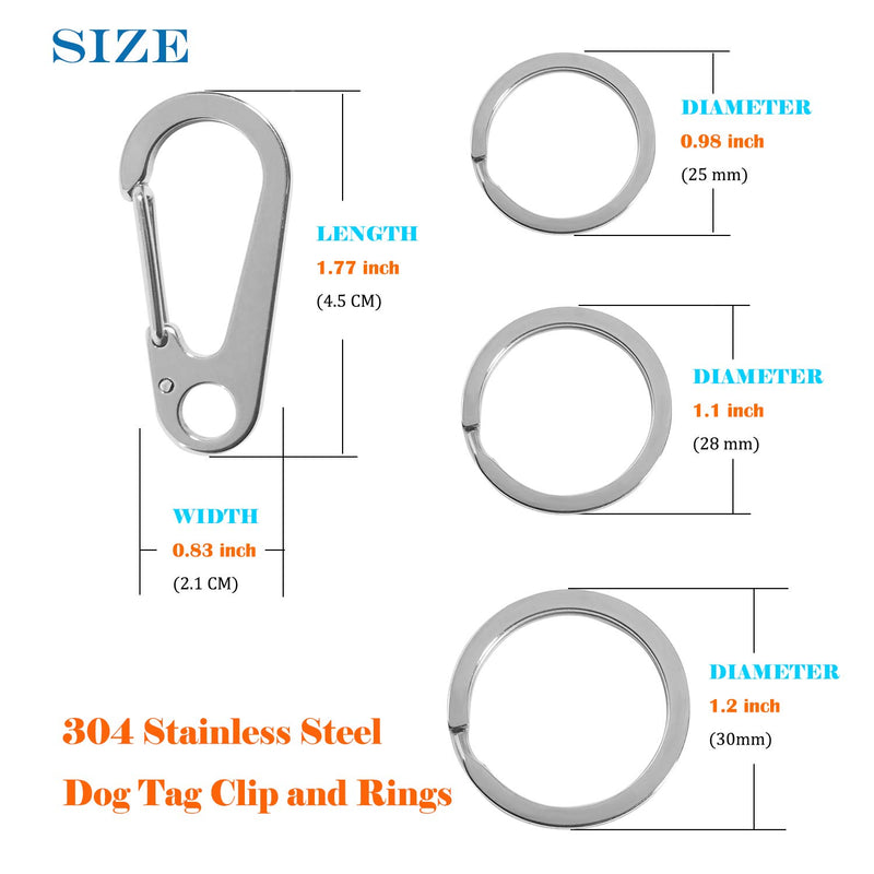 Fiyoom Dog Tag Clips Durable Dog ID Tag,304 Stainless Steel Quick Clip and Rings,Easy Change Pet ID Tag Holder for Dog Cat Collars and Harnesses Silver02 - PawsPlanet Australia