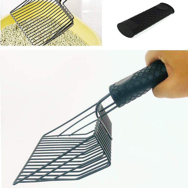 CHULAI Cat Litter Scoop, Stainless Steel Metal Kitty Litter Tray Scoop, Heavy Duty Sifter with Silicone Handle Cushioning for Cats Owners Fast Sifting Pet Cleaning Tool - PawsPlanet Australia