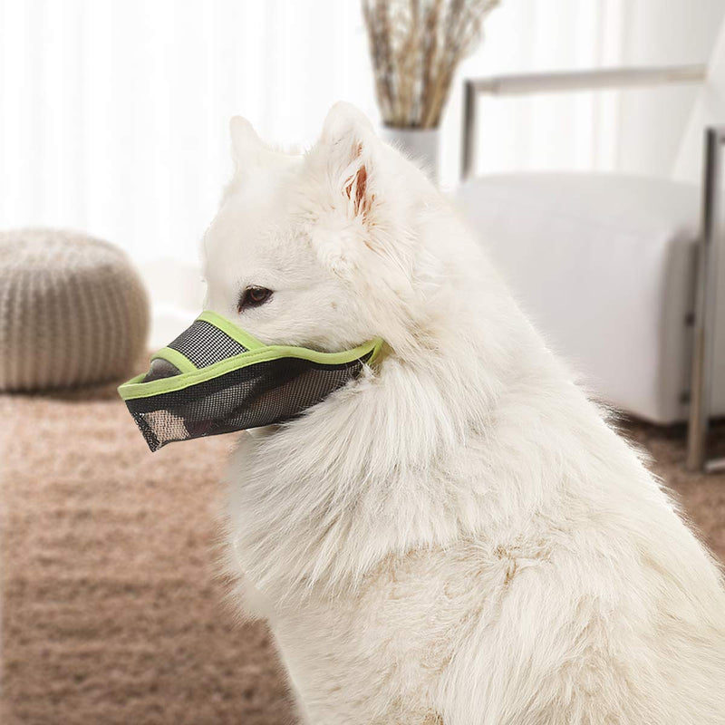 LUCKYPAW Nylon Dog Muzzle for Small Medium Large Dogs, Air Mesh Breathable and Drinkable Pet Muzzle for Anti-Biting Anti-Barking Licking XS Green - PawsPlanet Australia