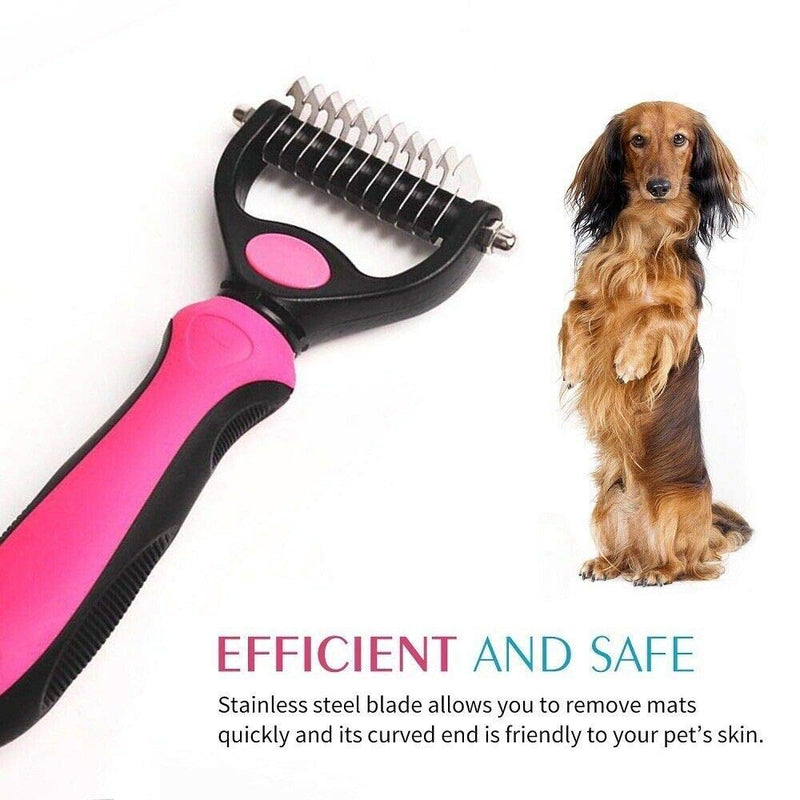 EMK Sports Professional Small Pet Dog Cat Comb Brush Grooming Comb Undercoat Rake Dematting Tool (Small Pink) - PawsPlanet Australia