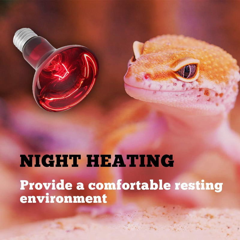 TEKIZOO Infrared Heat lamp Basking Spot Light Red Bulb for Reptile and Amphibian Pet 50W(2 PACK) - PawsPlanet Australia