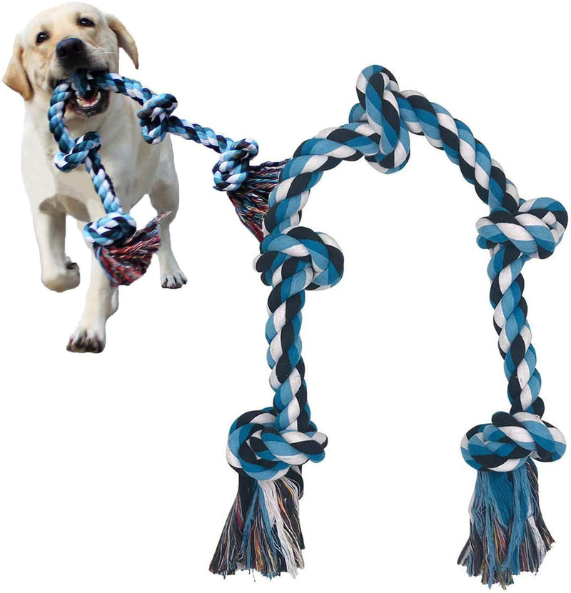 WHALE LEAPING Dog Rope Toys for Aggressive Chewers, 3 Feet 5 Knots Indestructible Dog Chew Toys Tough Nature Cotton for Medium and Large Breed，Dog Tug of War Dog Toy Teeth Cleaning - PawsPlanet Australia