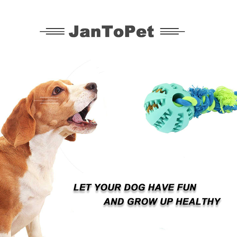 JanToPet Dog Toys Ball, Nontoxic Bite Resistant Toy Ball for Pet Dogs Puppy Cat, Dog Pet Food Treat Feeder Chew Tooth Cleaning Ball Exercise Game IQ Training Ball Teal - PawsPlanet Australia