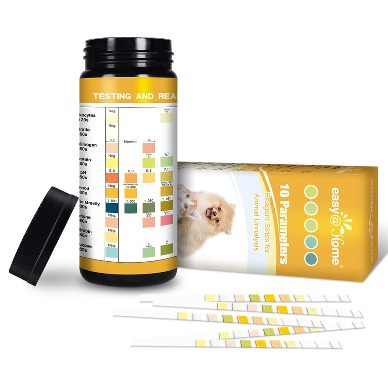 Easy@Home Pet Urine Test: Vet-10 Urine Test Strips for Dogs & Cats 10 Parameters Animal Urinalysis Reagent Strips - Detect Urinary Tract Infection UTI Diabetes Bladder Kidney Liver Function 100 Counts - PawsPlanet Australia