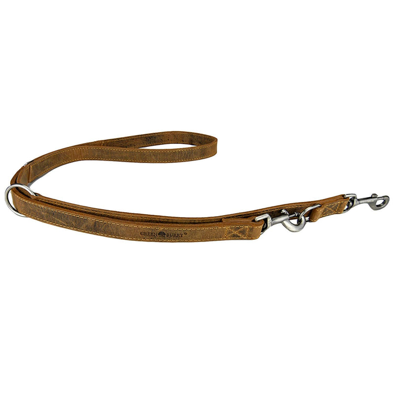 Greenburry leather leash 200cm adjustable dog leash vintage antique brown - PawsPlanet Australia