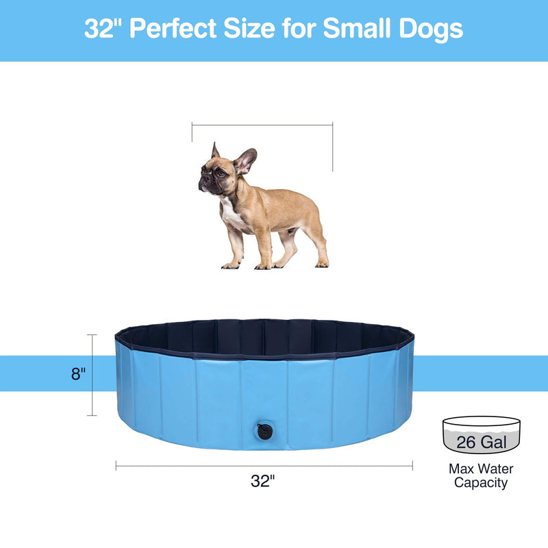 Filfresh Doggy Paddling Pool 80 * 20 cm for Puppy Little Dog Foldable Paddling Pool 32 Inch Dog Paddling Pool Small Blue Pet Paddling Pool PVC 0.55 mm Dog Swimming Pool Dog Bath Tub Pet Bath - PawsPlanet Australia