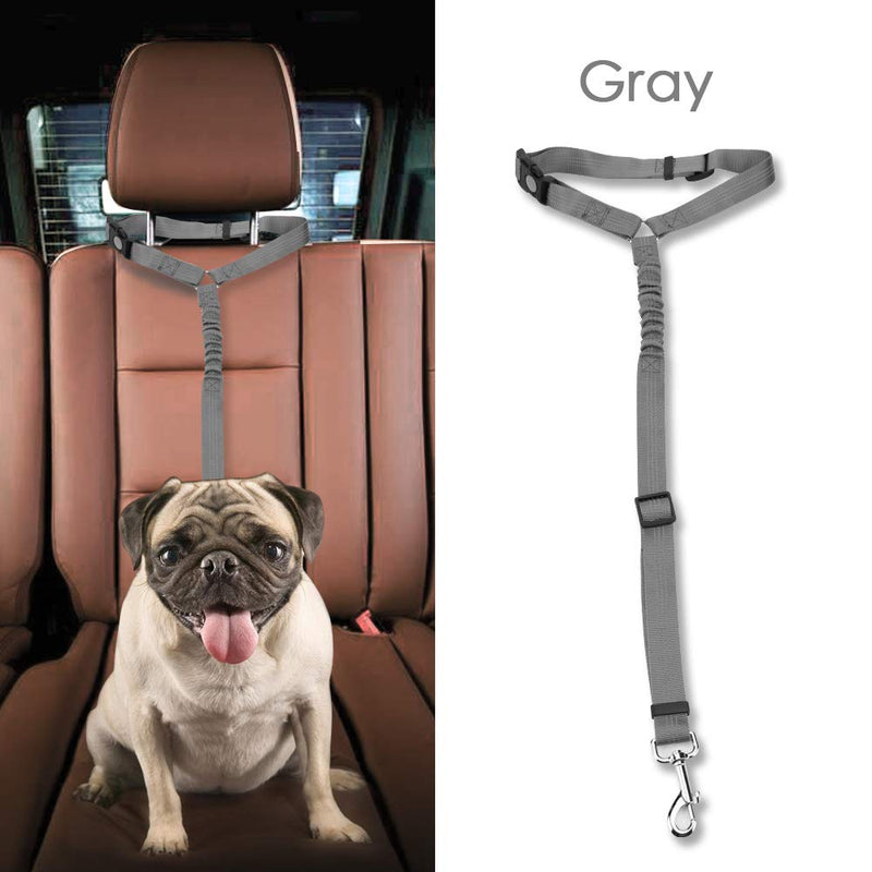 [Australia] - DIFFLIFE Dog Seat Belt, 2 Pack Adjustable Dog Seat Belt Harness, Dog Vehicle Seat Belt, Car Headrest Restraint Pet Leash for Driving/Travel/Daily Use（Gray） (YUNTA9211) Gray 