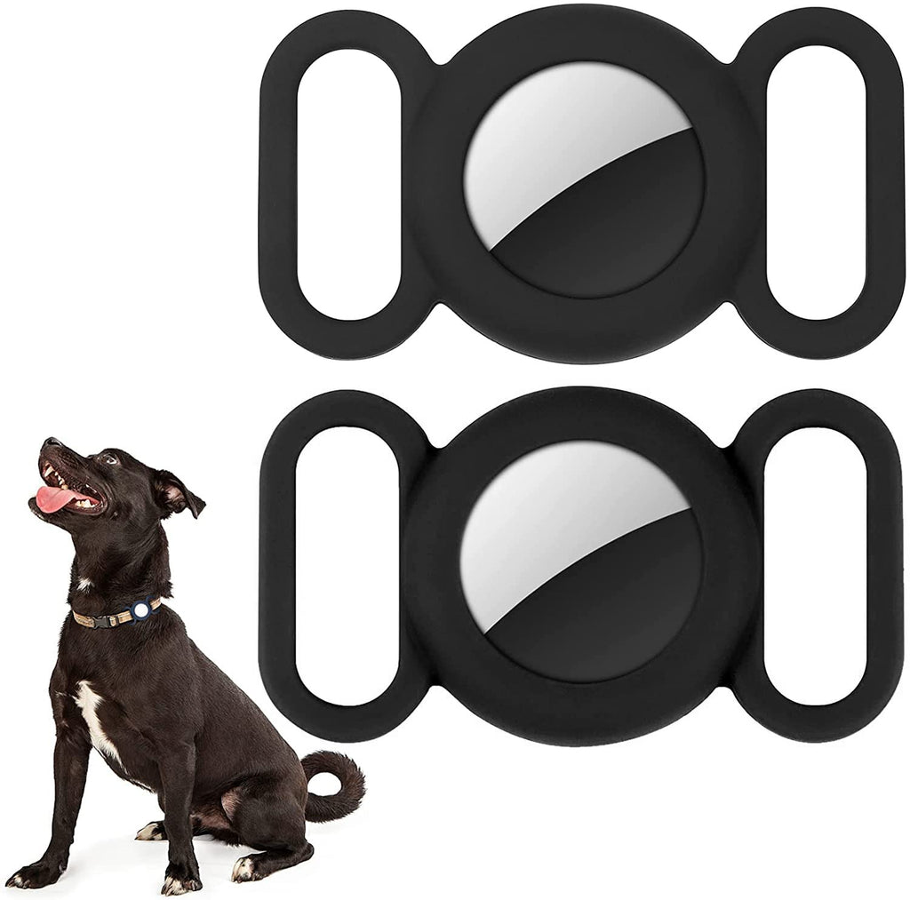 Airtag Dog Collar, Silicone Case for GPS Tracking Finder, Protective Case Compatible with Apple Airtag, Security and Anti-lost Dog Collar, Cat Loop, Pet Accessories (2pcs Black) 2pcs Black - PawsPlanet Australia