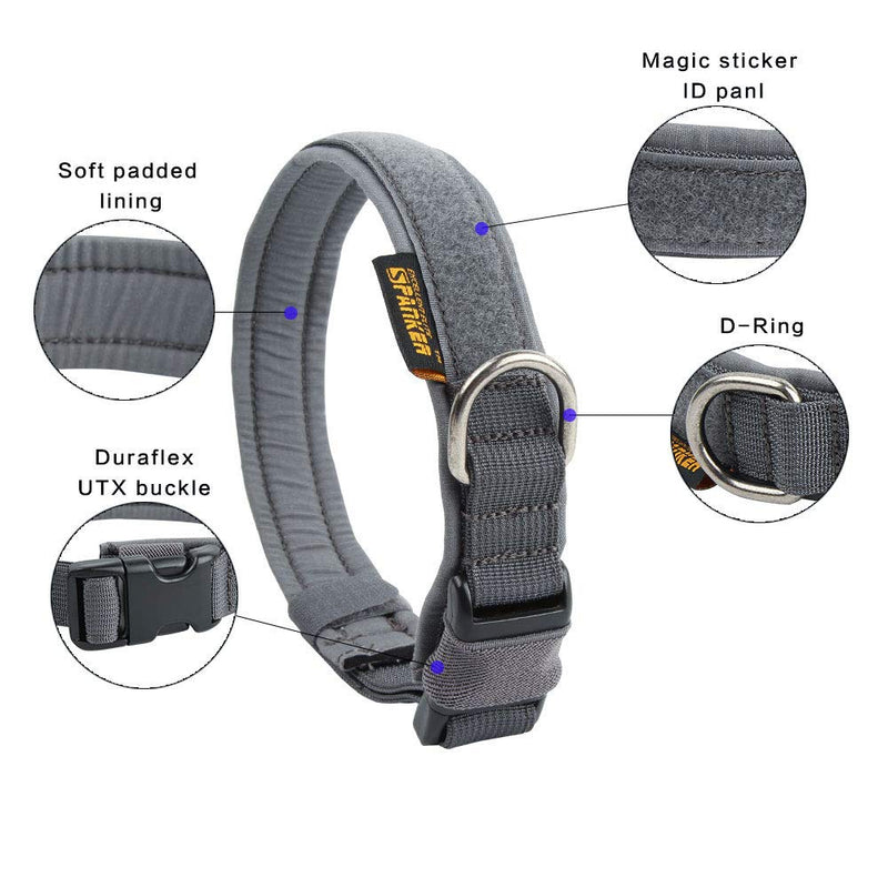 [Australia] - EXCELLENT ELITE SPANKER Puppy Collar Military Dog Collar Adjustable Quick Release Nylon Dog Collar for Small Medium Dog Soft Padded Dog Collar M Size-Adjustable(15.4"-19.3") Grey 