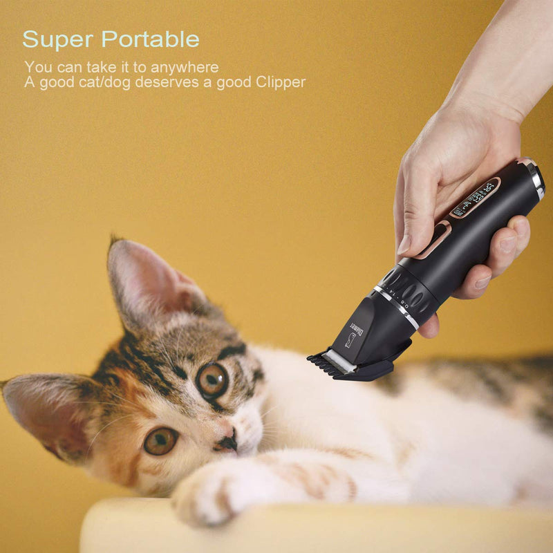 [Australia] - Professional Dog Grooming Clipper Kit, Pet Hair Clipper with 3-Speed Detachable Blade, Rechargeable Cordless, Quiet Heavy-Duty，Perfect Pet Grooming Tools for Small/Medium/Large Dogs Cats and More 