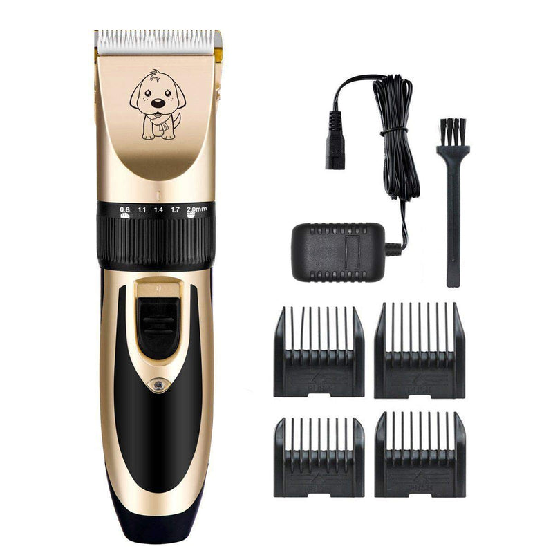 bxtbest-seller Dog Clippers, 5 Speed Cordless Electric Pet Grooming Clippers pet shaver clippers, Low Noise (Gold) UK plug - PawsPlanet Australia