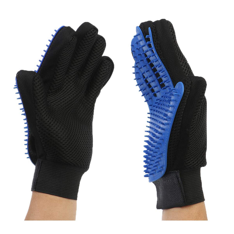 xiaocai 1 Pair Pet Grooming Glove Hair Remover Brush Gentle Deshedding Efficient Pet Mitt Pet Massage Gloves Left & Right Hand for Dog & Cat with Long & Short Fur Blue1 One Size - PawsPlanet Australia