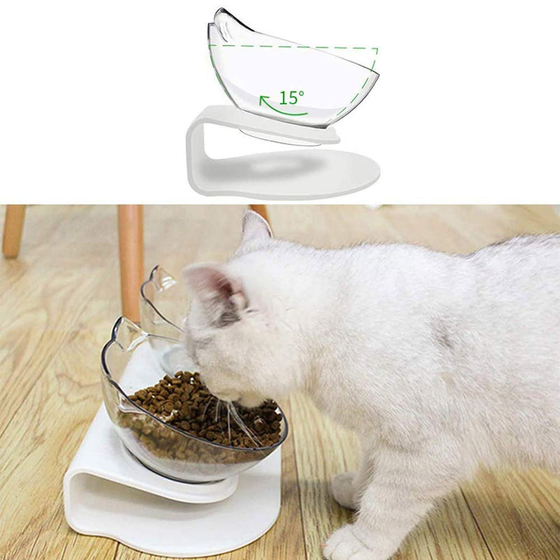 Tited Cat Bowl Raised, Cat Bowls, Cat Food Bowls, Cat Water Bowls 15°Tilting Neck Protective, Elevated Cat Water Bowl, Raised Feeding Bowl, for Pet Dogs Cats Water Feeding (Transparent) - PawsPlanet Australia