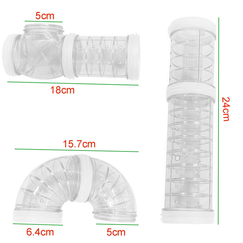 Hamster Tube Set, 8 Pack Transparent Curved Pipe Pet Cage Tunnel Hamster Toy DIY Creative Connection Tunnel External Sports Tube for Mouse Hamster Rat and Other Small Animals - PawsPlanet Australia