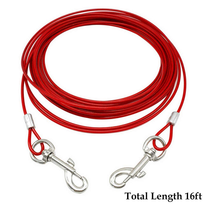[Australia] - ASOCEA Pet Reflective 16ft Tie Out Cable for Small Medium Size Dogs up to 65 Pounds Outdoor Yard and Camping 
