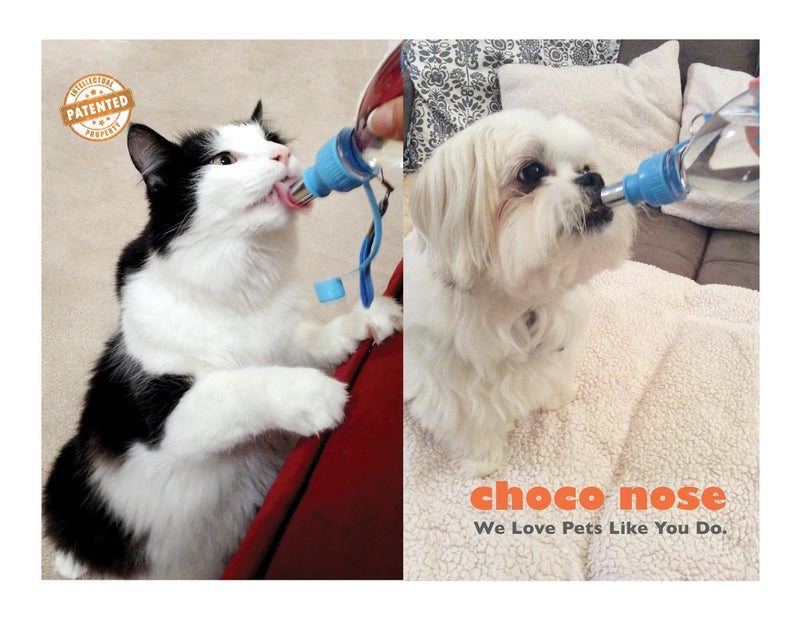 [Australia] - Choco Nose H258 Modern Pet Portable Water Bottle, Small-Sized Dog (Up to 12 lb), Cat, Rabbit, Small Animal Travel Drinker, BPA Free, No Drip, 8 Oz. Nozzle Diameter: 16mm Baby blue 