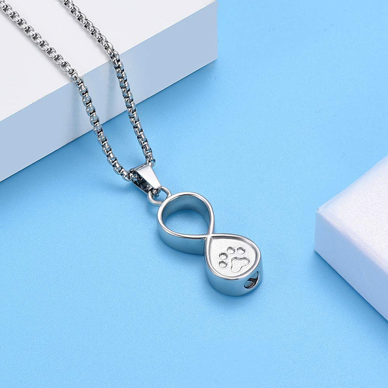 Oinsi Infinity Love Pet Cremation Jewelry for Ashes of Dog/Cat Funeral Keepsake Urn Necklace Pendant Memorial Jewellery Silver Tone - PawsPlanet Australia