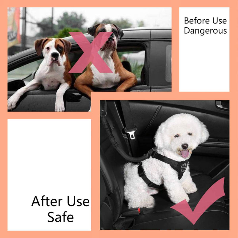 AODENER Headrest Pet Dog Car Seat Belt - Car Safety Harness Restraint Adjustable Dog Safety Lead Harness Collar Lash for Travel Daily Use (1 Pack, Black) Elastic Size: 18-29.53IN - PawsPlanet Australia