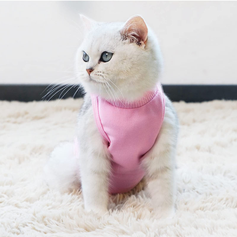 HACRAHO Cat Professional Recovery Suit, 1 Pack Pink E-Collar Cat Wound Surgery Recovery Suit Soft Breathable Cat Recovery Clothes After Surgery Wear for Cats Kitten, M - PawsPlanet Australia