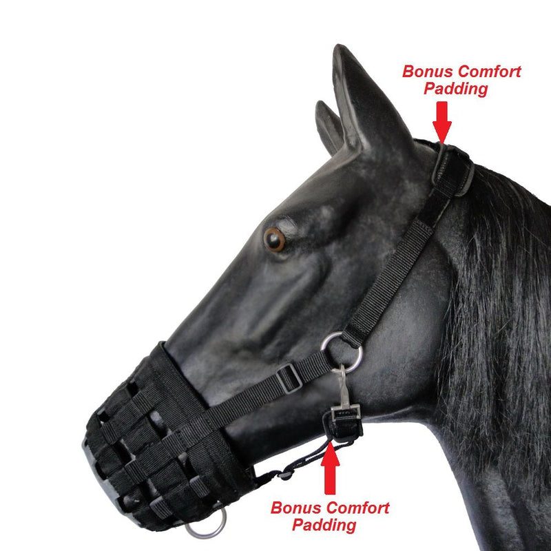 Prairie Horse Supply Deluxe Comfort Lined Grazing Muzzle, Heavy Duty Waffle Neoprene with Chin and Neck Pads - PawsPlanet Australia