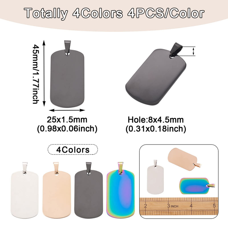 Cheriswelry Blank Stamping Dog Tag Pendant Stainless Steel Personalized Engraving Name Charm Pet ID Name Charms for Necklace Jewelry Black 45x25x1.5mm - PawsPlanet Australia