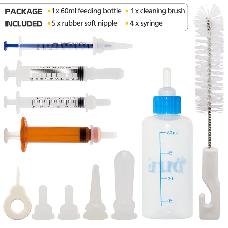 ZLLOO Puppy Nursing Bottles Pet Feeding Bottle Kit with Nipple Feeding Needle Tubing for Kitten Squirrels and Other Newborn Pets - PawsPlanet Australia