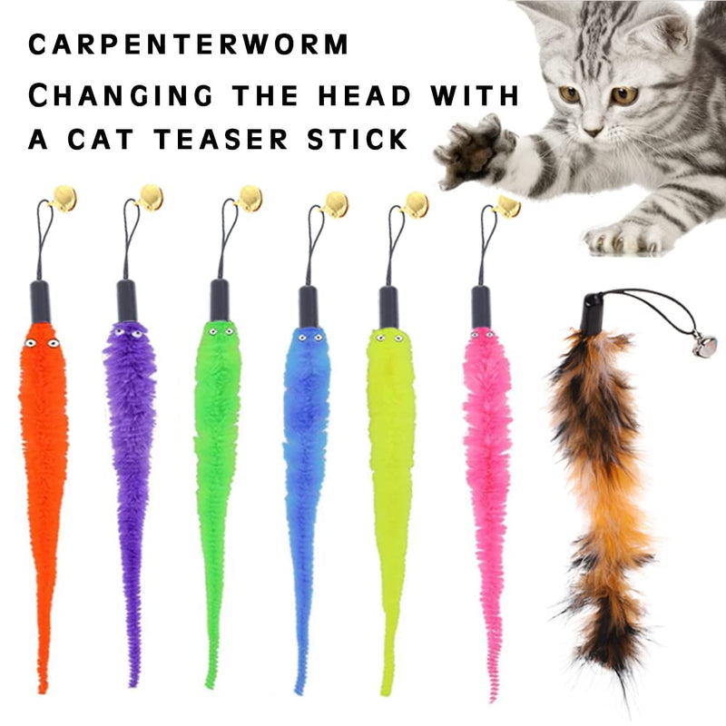 Pilikoll Pack of 12 Cat Toys Worm & 4 Pieces Cat Toys Toys with Feathers Cat Worm Teaser Toys with Bells Cat String Toys Pet Toys for Cats Kitten Training - PawsPlanet Australia