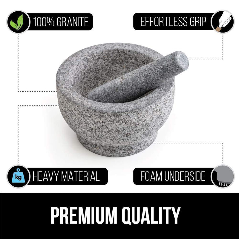 Gorilla Grip Mortar and Pestle Set and Garlic Press, Granite Mortar and Pestle Holds 2 Cups, Heavy Duty Presser with Built-In Cleaner, 2 Item Bundle - PawsPlanet Australia