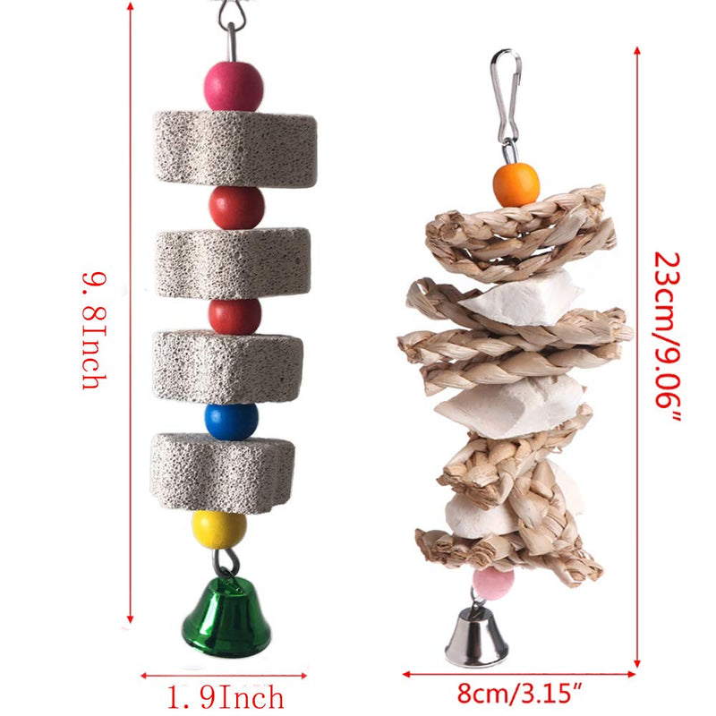 PINVNBY Parrot Toys Chewing Bird Toy Cuttlebone Beak Grinding Stone Cage Hanging Toys with Bell for African Greys Amazon Conure Eclectus Budgies Parakeet Cockatiel Hamster Chinchilla Rabbit, 2 Pack - PawsPlanet Australia