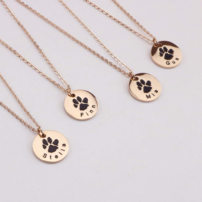 Joycuff Pet Memorial Name Necklace Personalized Rose Gold Dog Pawprint Necklace Sympathy Gifts for a Grieving Pet Owner Remembrance Jewelry for Pet Lovers Jasmine - PawsPlanet Australia