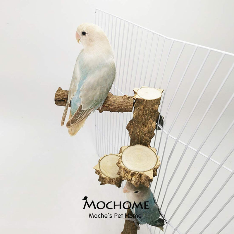 [Australia] - ATB2U Bird Perch Nature Wood Stand Birdcage Stands for 1-2pcs Small Medium Parrots Branch Platform Paw Grinding Stick Bird Parrot Toy with Parrot Parakeet 