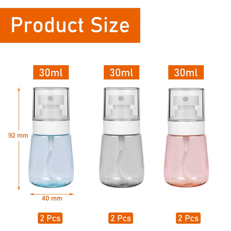 Lahviuu Small Spray Bottle, Pack of 6, 30 ml Atomizer Spray Bottle, Empty Fine Mist Spray Bottle, Refillable, Portable Travel Bottles, for Essential Oils, Water, Alcohol, Cleaning, Hair and Make-Up, 6 Pieces/30 ml - PawsPlanet Australia