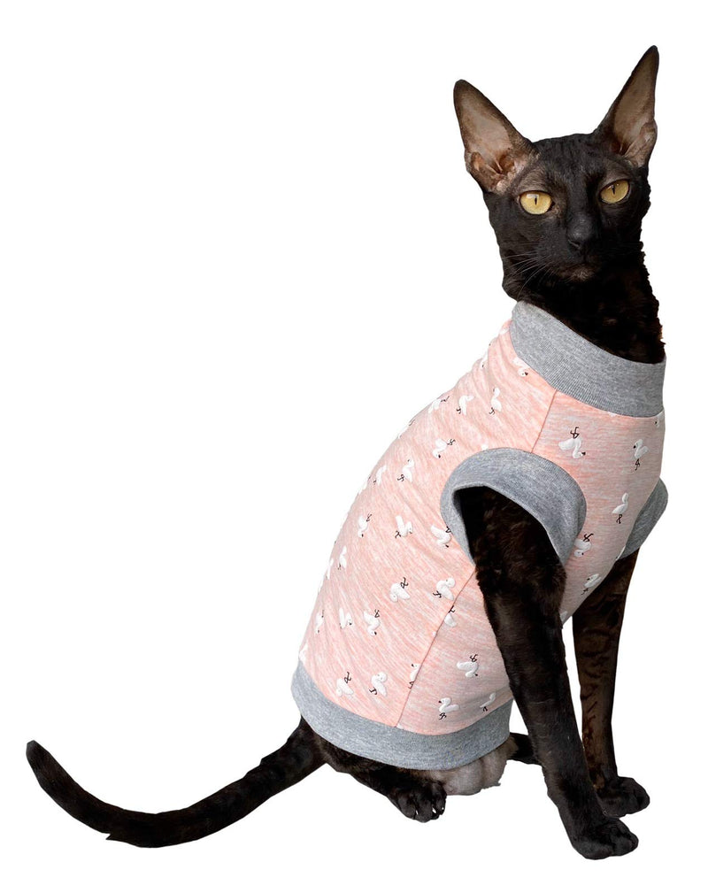 [Australia] - Kotomoda Hairless Cat's Cotton Stretch T-Shirt Small Flamingo for Sphynx Cats Medium 