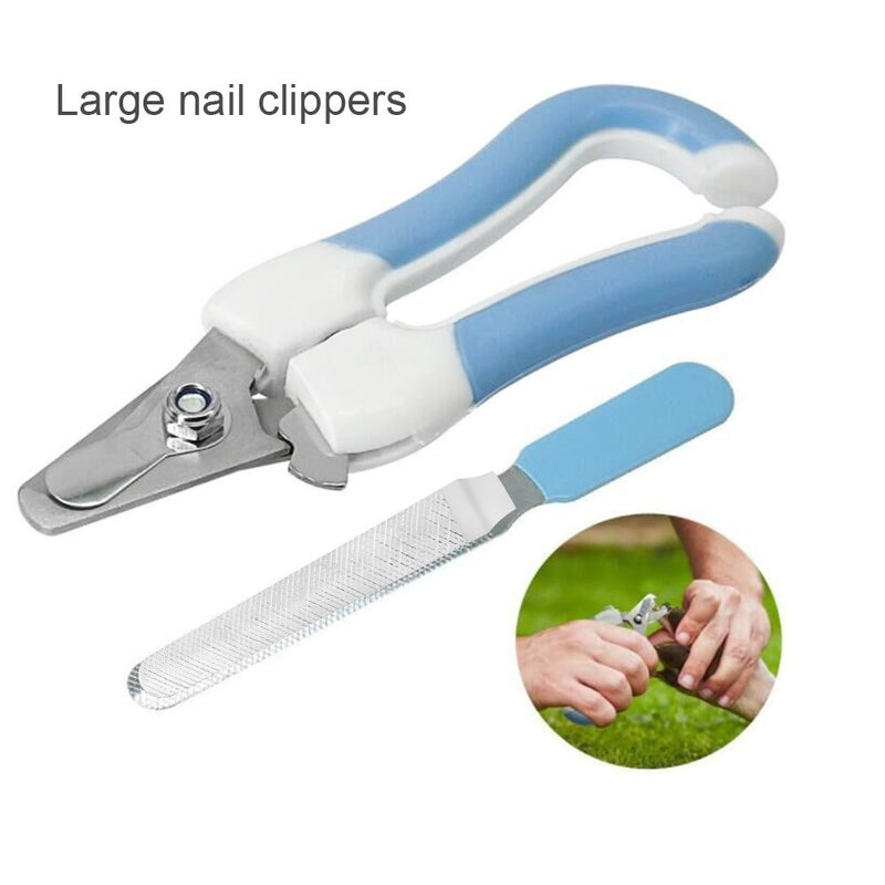 [Australia] - Dog Nail Clippers and Trimmer - Razor Sharp Blades, Safety Guard to Avoid Overcutting, Free Nail File - Start Professional & Safe Pet Grooming at Home (Blue Large) 