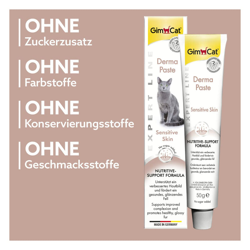 GimCat EXPERT LINE Derma Paste - Functional cat snack supports improved skin appearance and promotes healthy fur - 1 tube (1 x 50 g) - PawsPlanet Australia