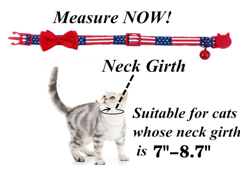 [Australia] - BoomBone American Flag Cat Collar Bowtie Breakaway with Bell 