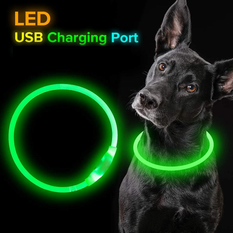 AREVERA LED Dog Collar, Light up Dog Collar USB Rechargeable Waterproof Safety Collar with 3 Glowing Modes Cut To Size Pet Necklace Collar Improves Visibility & Safety For Your Dog - PawsPlanet Australia