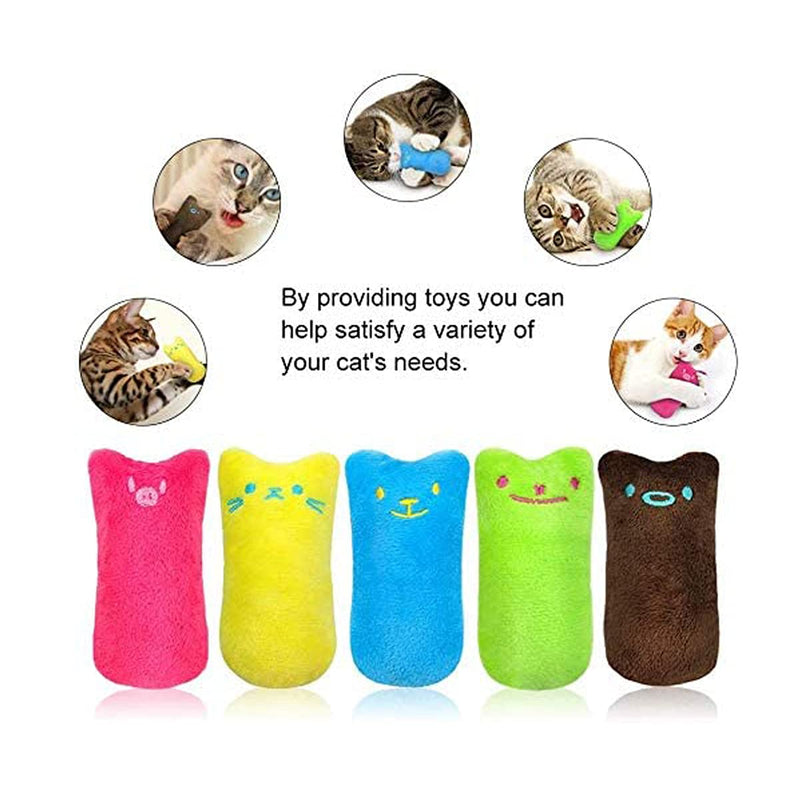 123 Life Cat Catnip Toys, Interactive Plush Cat Toys, 5Pcs Catnip Chew Toy, Soft Plush Cat Pillow for Cat Kitten Teeth Cleaning Playing Chewing - PawsPlanet Australia