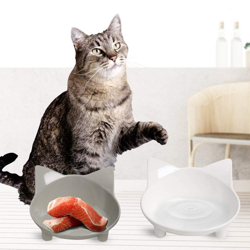 WANTKA Cat Bowl Non Slip Cat Food Bowls, Shallow Cat Pet Bowl Water Bowl Wide Cat Dish Cat Feeding Bowls to Stress Relief of Whisker Fatigue Pet Food & Water Bowls Set of 2 (Safe Food-Grade Material) - PawsPlanet Australia