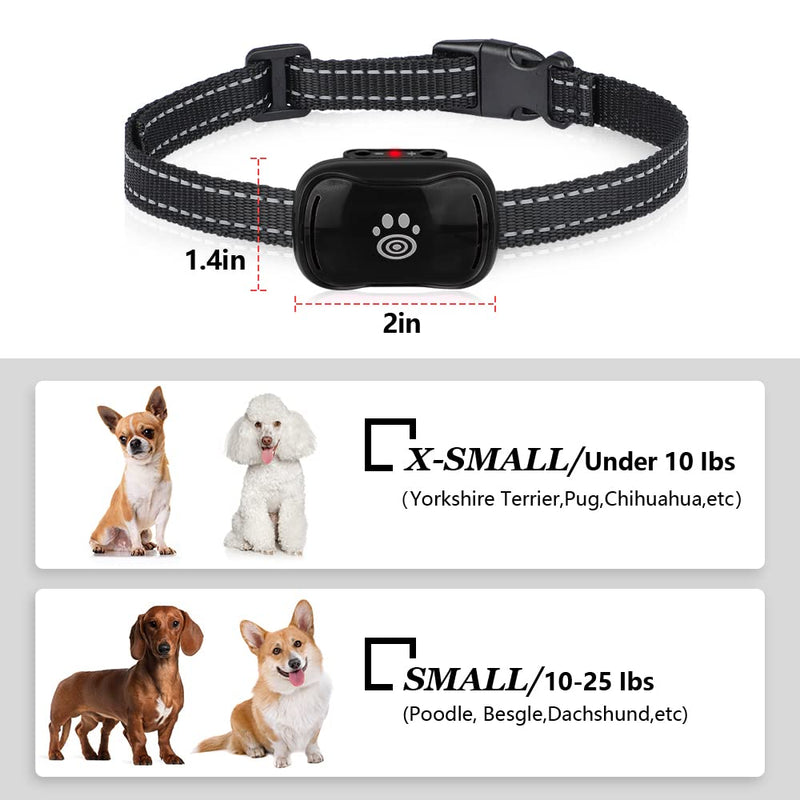 Small Dog Bark Collar, Smallest Anti Barking Collar with Beep, Vibrate, Humane No Shock Bark Collars for Small, Medium Dogs, Pet Training Collars Black - PawsPlanet Australia